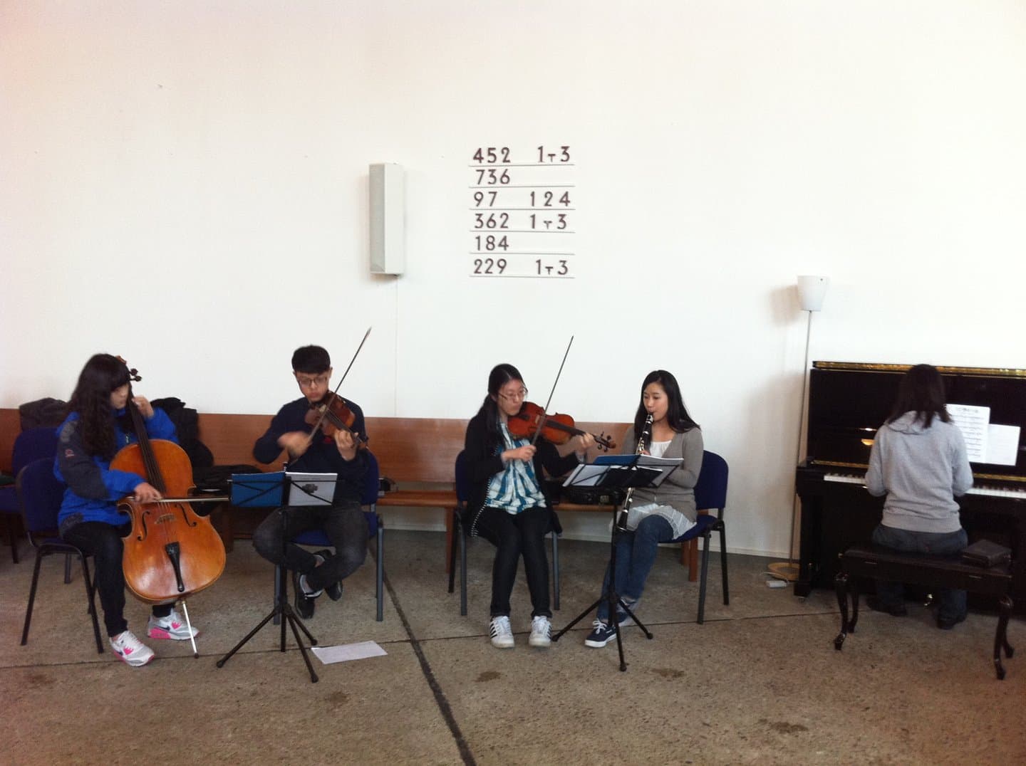 Das Musikteam spielt gemeinsam seine Instrumente